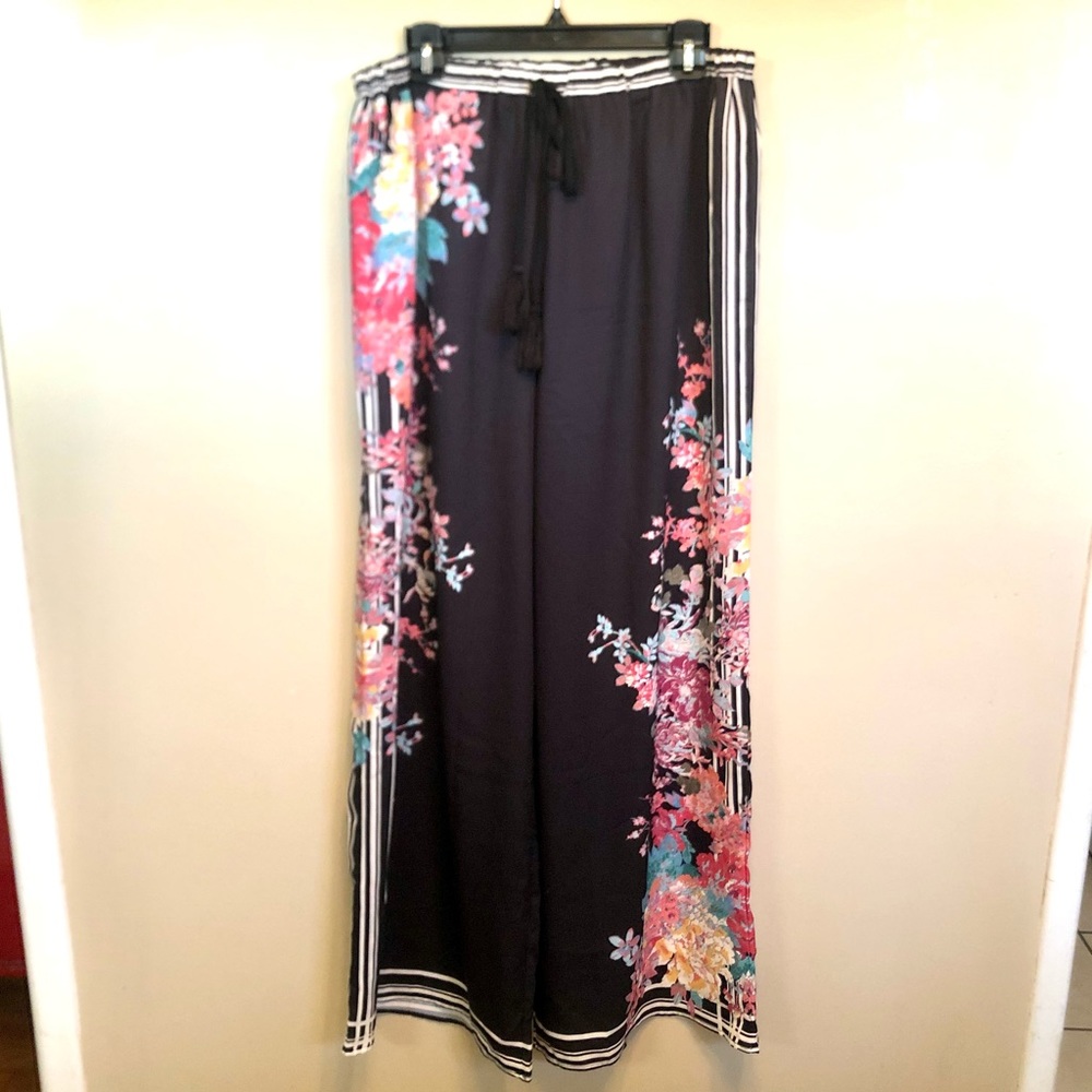 Flying Tomato floral/stripe palazzo pants sz 2X wide leg flowy wide leg